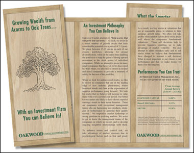 Corporate Brochure Design for Oakwood Capital Management Inc. by Dynamic Digital Advertising