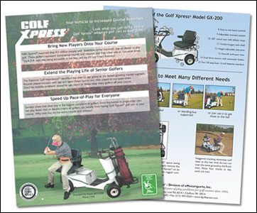 print sales sheet design for Golf XPress