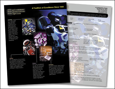 sales sheet design for Plummer Precision Optics